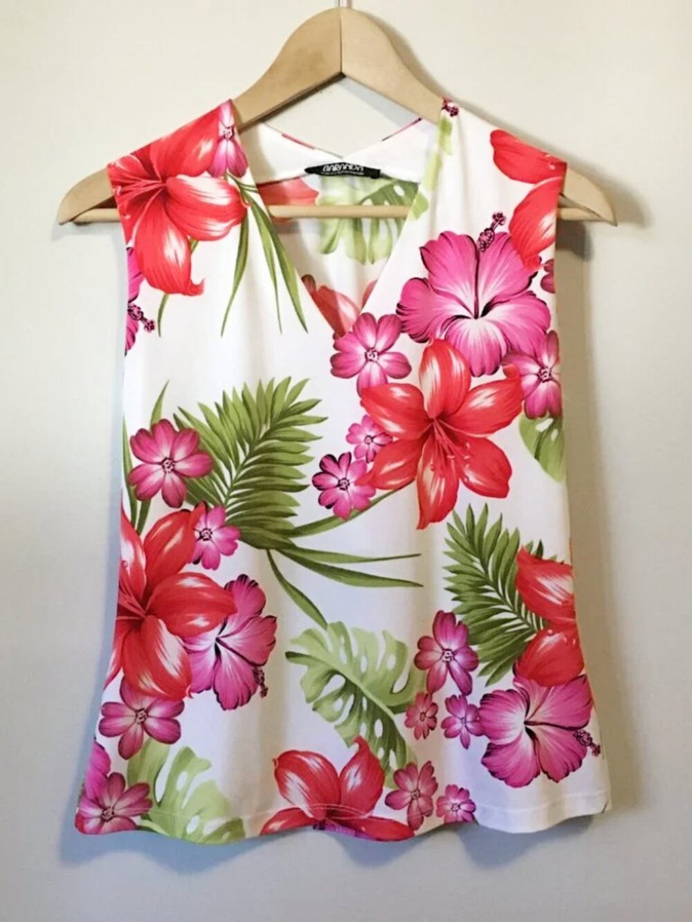 Baranda Tropical Hawaiian Floral Tank Top Size S Canadian Made